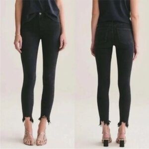 Agolde Jeans Sophie Skinny Black Frayed Raw Hem size 28